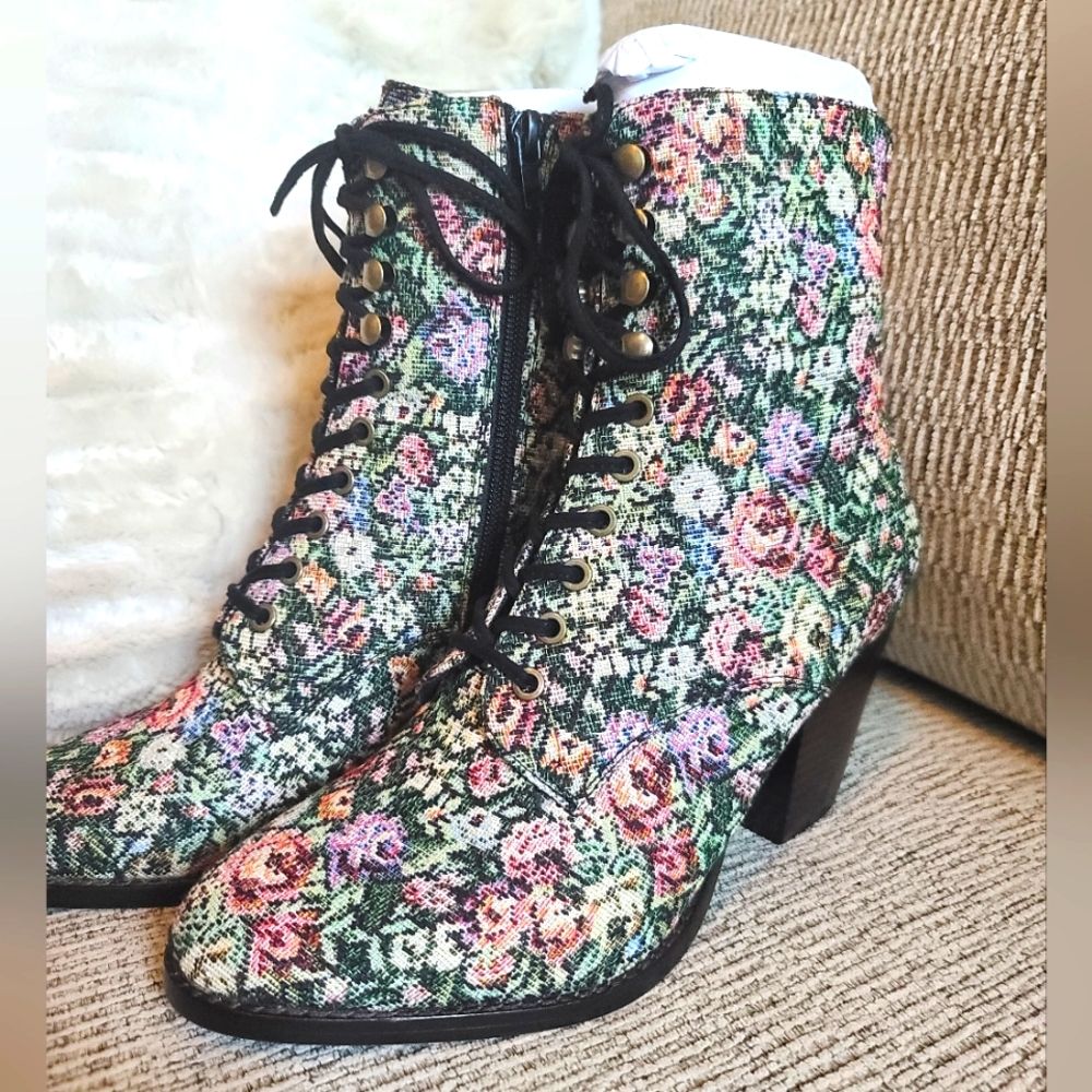 Jeffrey Campbell Black Mini Floral Boots
